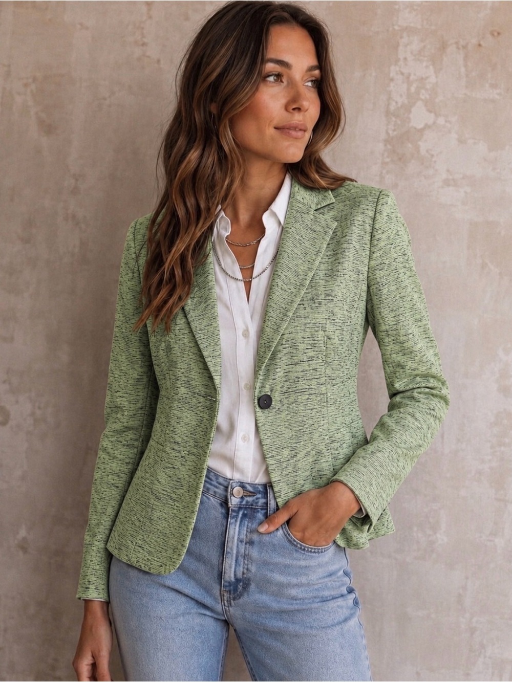NEW Kasper Jacket SILK Blazer jacket green one Button Career Workwear PLUS SZ 18
